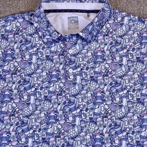 Callaway Men's Opti-Dri Golf Polo Shirt 2XLT Tall Stretch Coffee Print NWOT